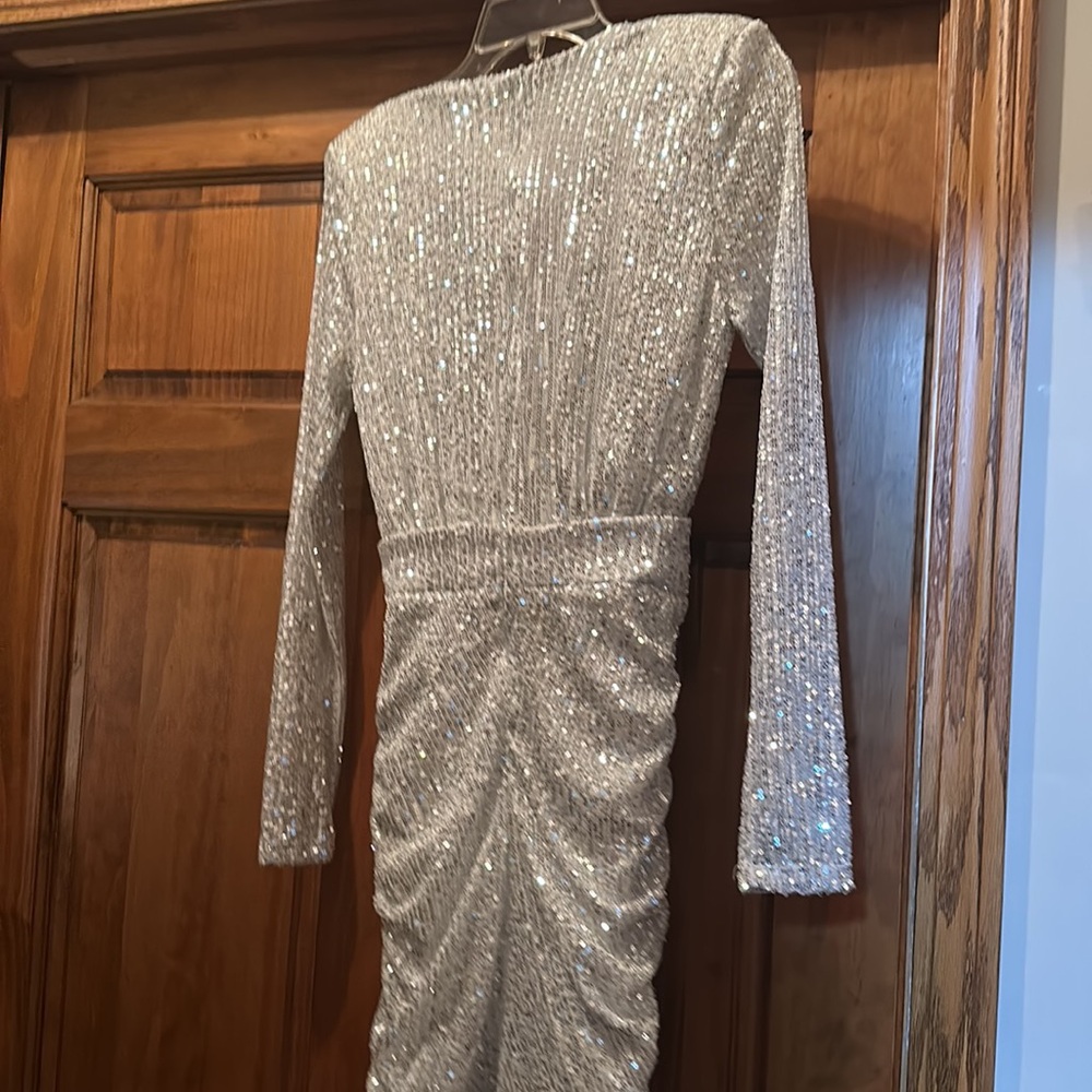 Elegant Silver Sequin dress NWT - Picture 4 of 9